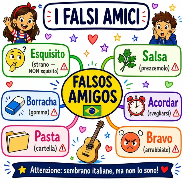 Mappa mentale: i falsi amici italiano-portoghese